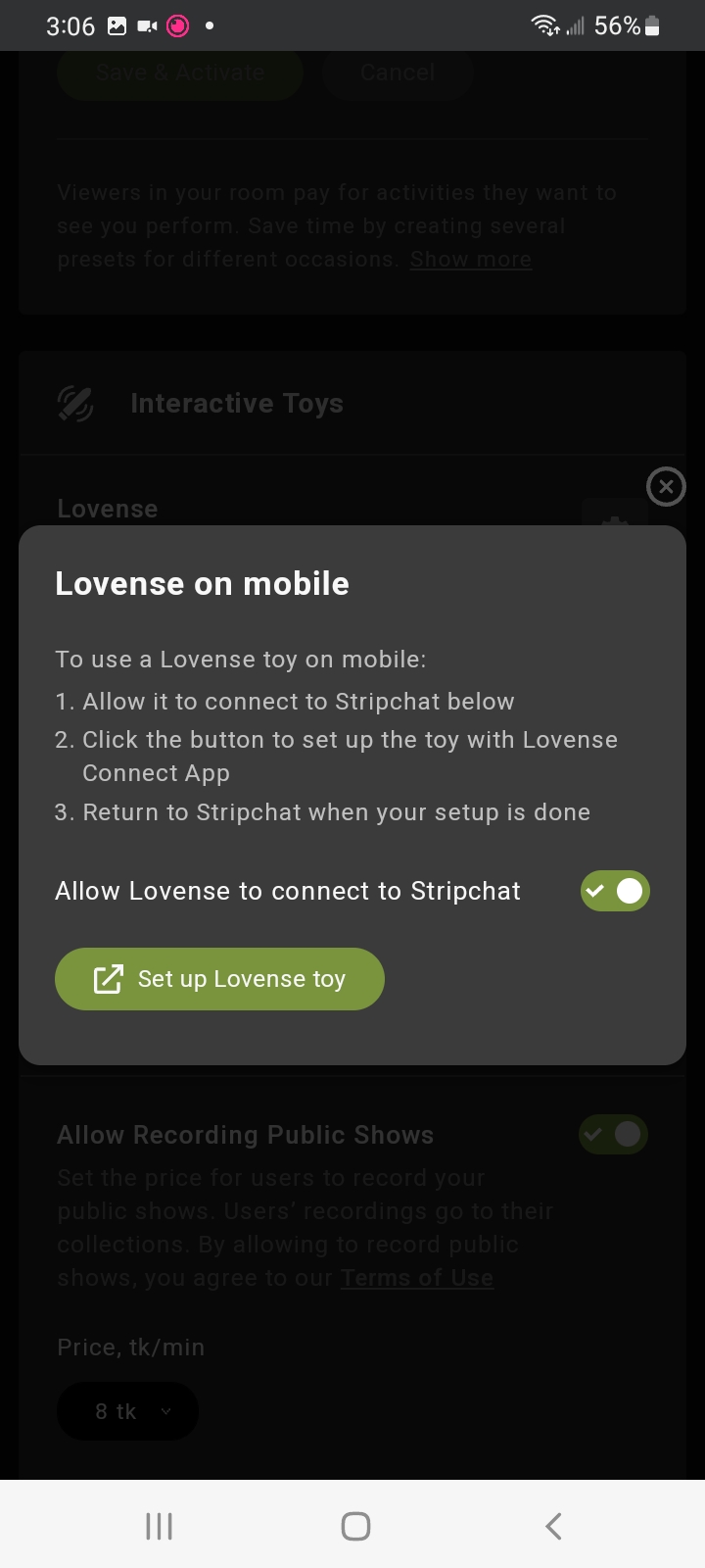 Lovense won't connect to stripchat.